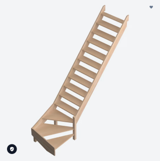 DOLLE SAVOIE - schody 1/4 zatočené v pravo dole,bez podschodnic, masivní buk nelakovaný